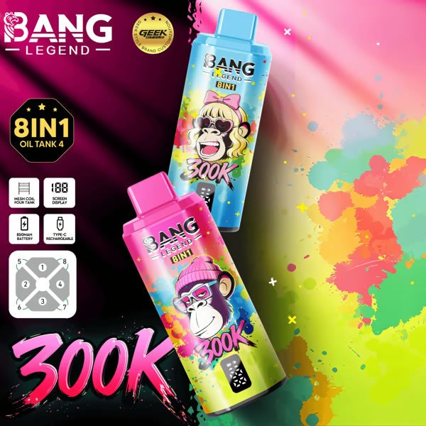 Bang Legend Geek 300K Disposable Vape – 8-in-1 Flavor Chamber | Up to 300,000 Puffs | Multi-Flavor Switching Disposable Vape
