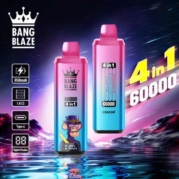 cash on delivery Bang Blaze 60000 Disposable Vape |4-in-1 Flavors| 60K Puffs with 650mAh Disposable Vape
